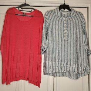 J.Jill Tunic Tops - Lot Of 2 - Linen & Linen Blend - 1X